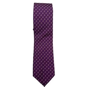 Southern Tide Silk Purple Tie with Small Ivory Fish Motif